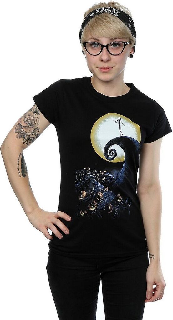 Nightmare Before Christmas - "Cemetery" T-Shirt für Damen BI1315 (M) (Schwarz)
