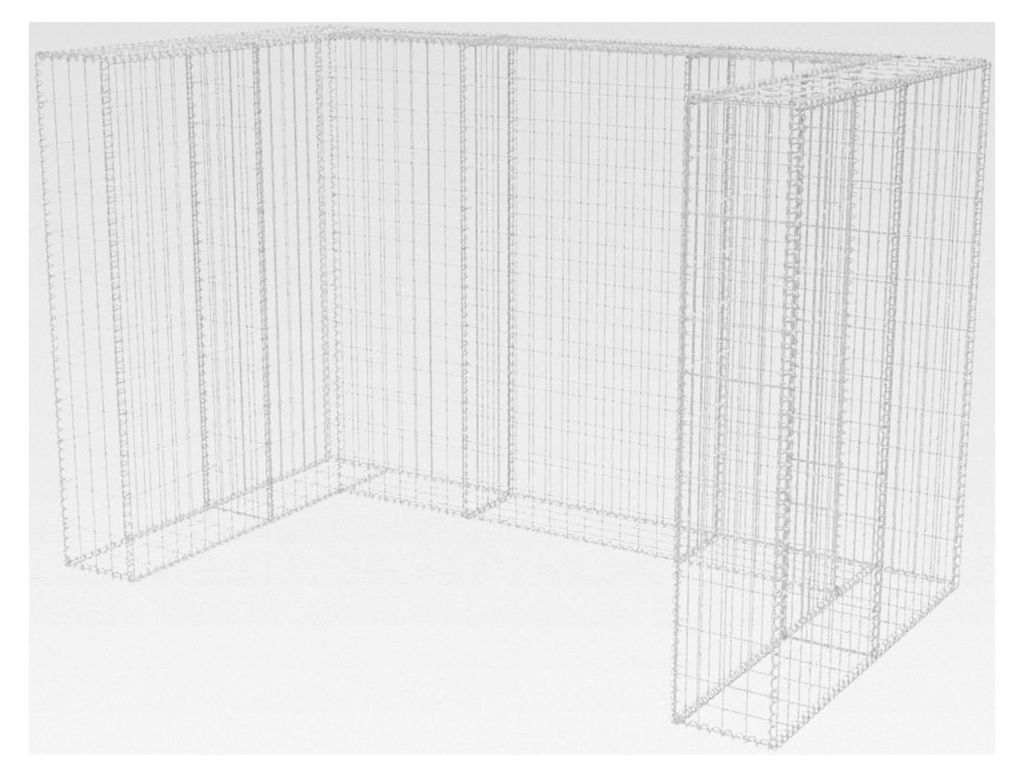 Gabionenverkleidung für Mülltonnen für 2 Tonnen, 180x100x120cm, Müllhaus für Abfallbehälter, Mülltonnenschuppen für den Außenbereich
