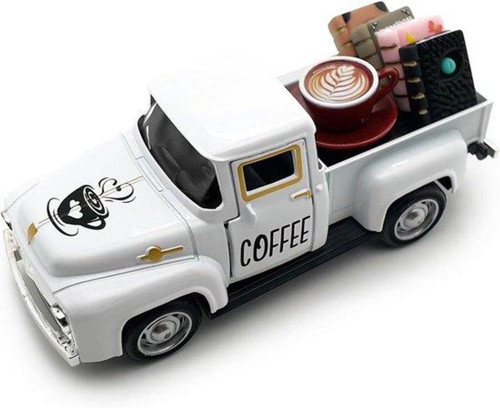 Famanu Vintage Metall Café Tablett Dekoration – Rundes Kaffeebord – Weiß