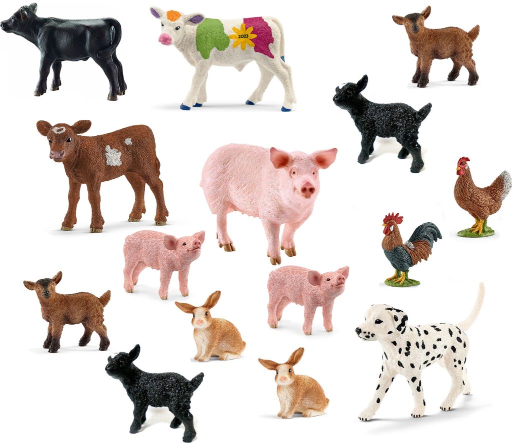 Schleich - Tierfiguren - Bauernhof-Set mit 15 Tieren Sammelfiguren Spielfiguren