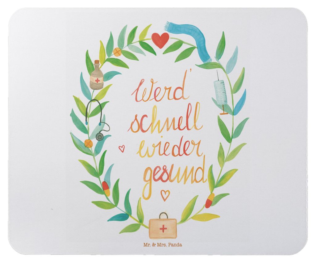 Mr. & Mrs. Panda Mousepad Werde gesund - Geschenk, mousematte, Genesung Spruch, mausteppich, laptop mauspad, Mouse Pad, Gesundheit, krank, Gute Bes...