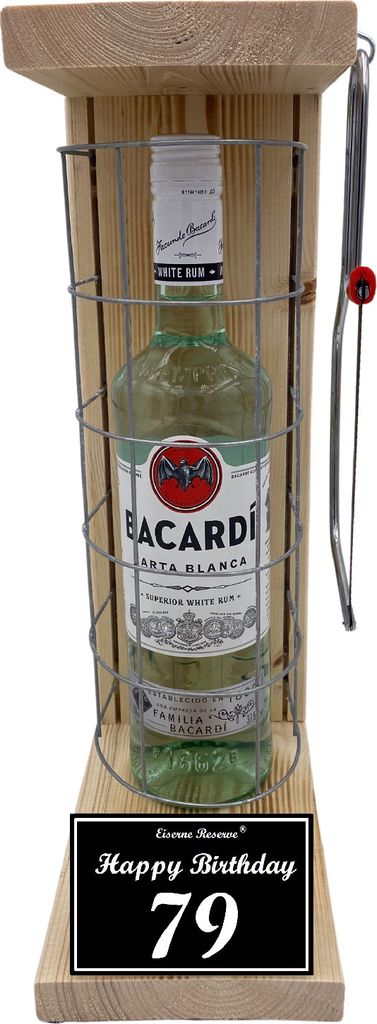 Bacardi - 79 Happy Birthday - Eiserne Reserve Gitterkäfig Geschenk 79. Geburtstag