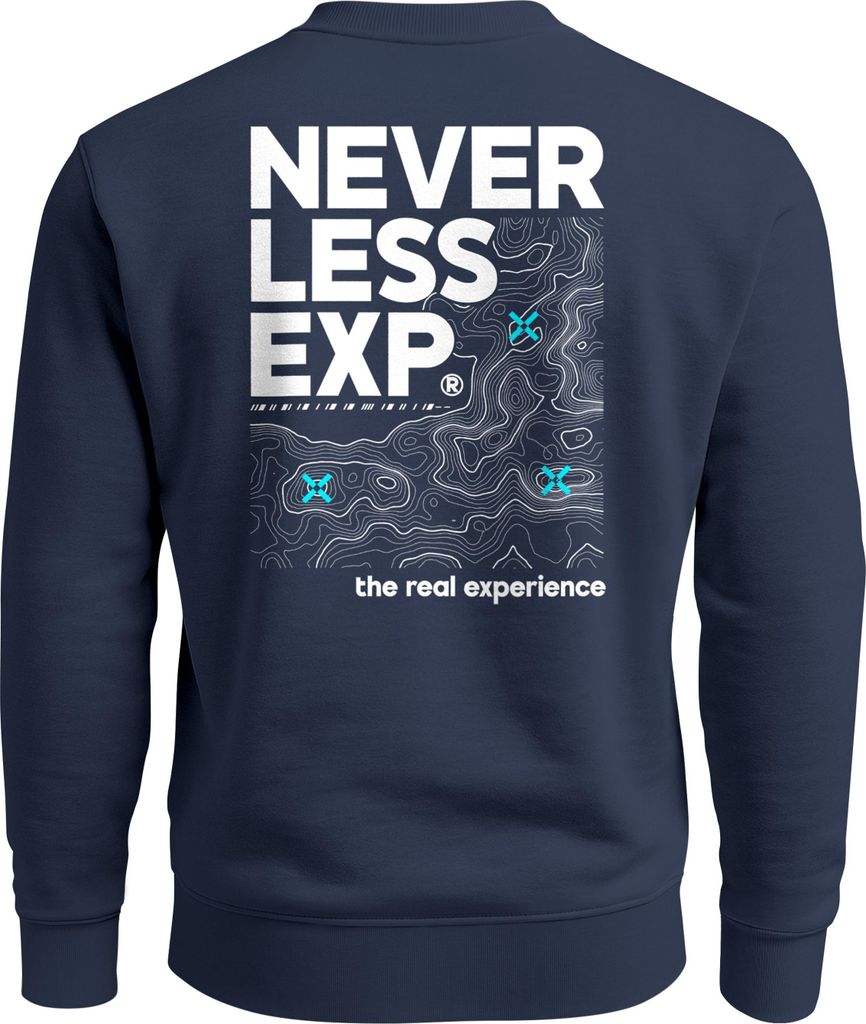 Sweatshirt Herren Pullover mit Backprint Typographie Outdoor Topografie Grafik Fashion Streetwear Neverless