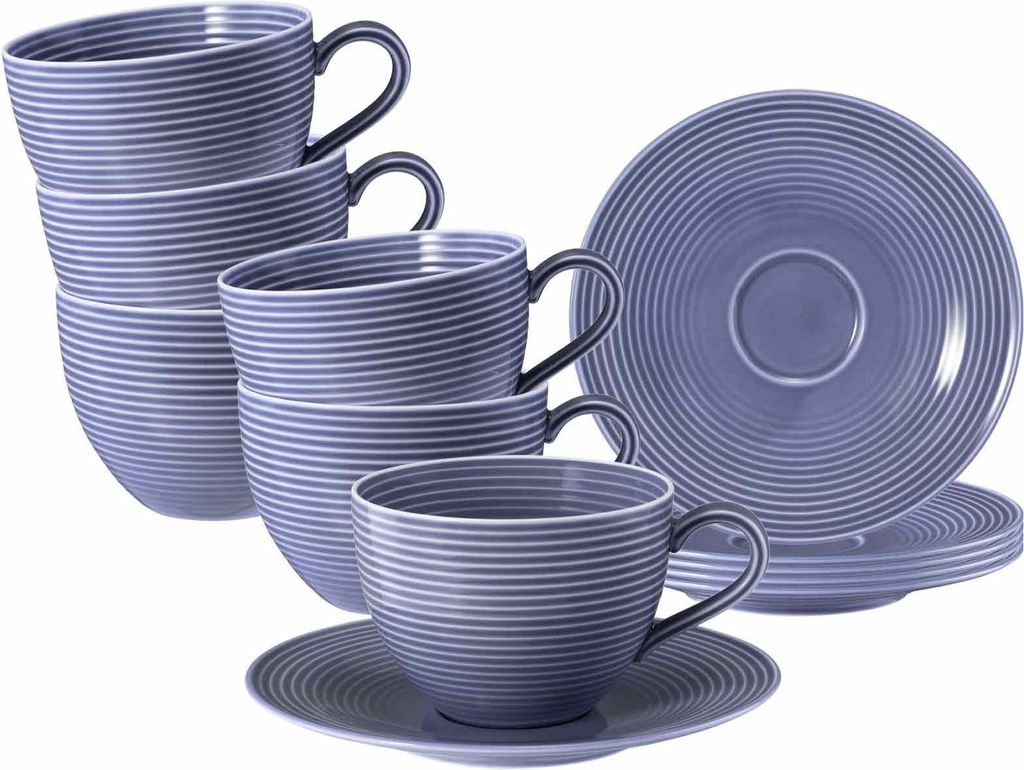 Seltmann Weiden Beat Color Glaze Teetassen mit Untertassen 6er Set Fliederblau