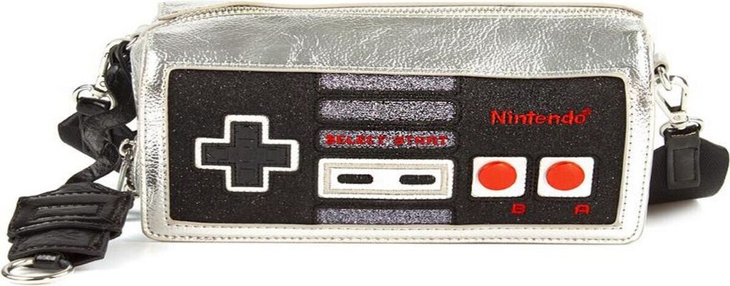 Danielle Nicole - Umhängetasche "Controller", ́Super Mario ́ NS5833 (Einheitsgröße) (Schwarz/Silber)