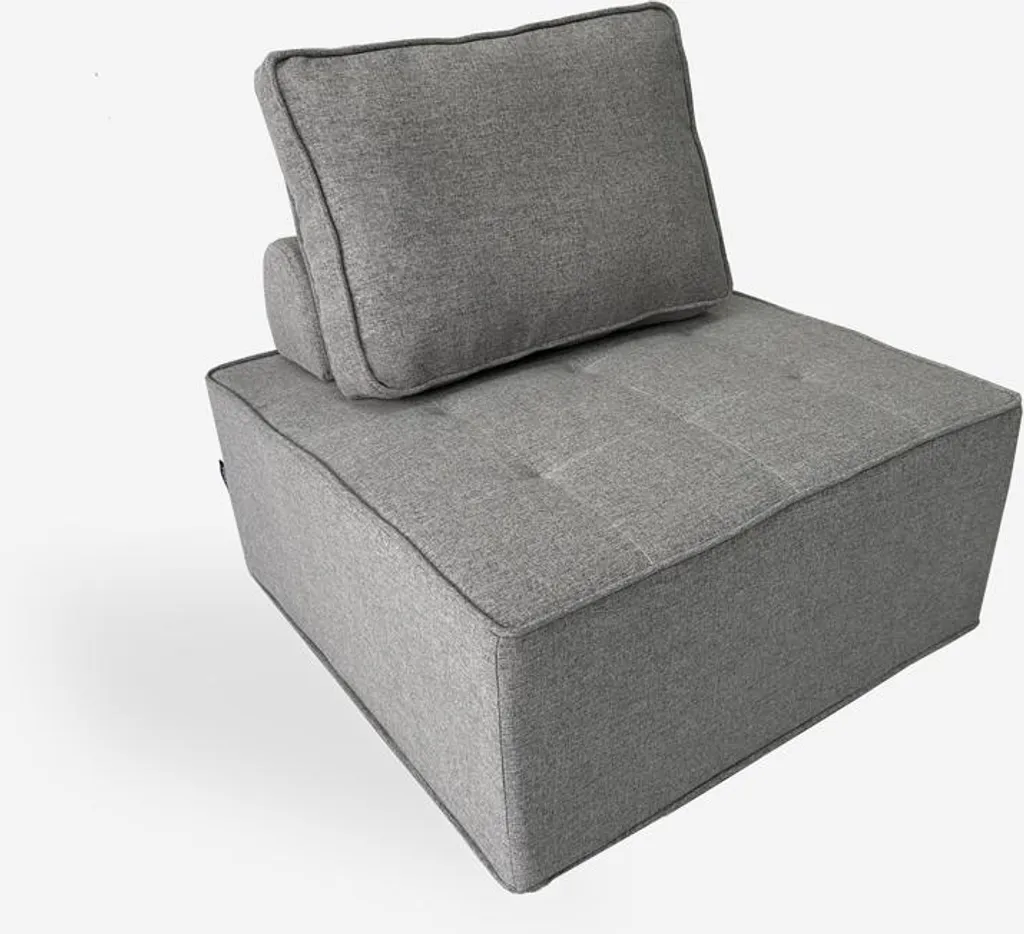 Chauffeuse de salon grise Raji modulaire et personnalisable en tissu