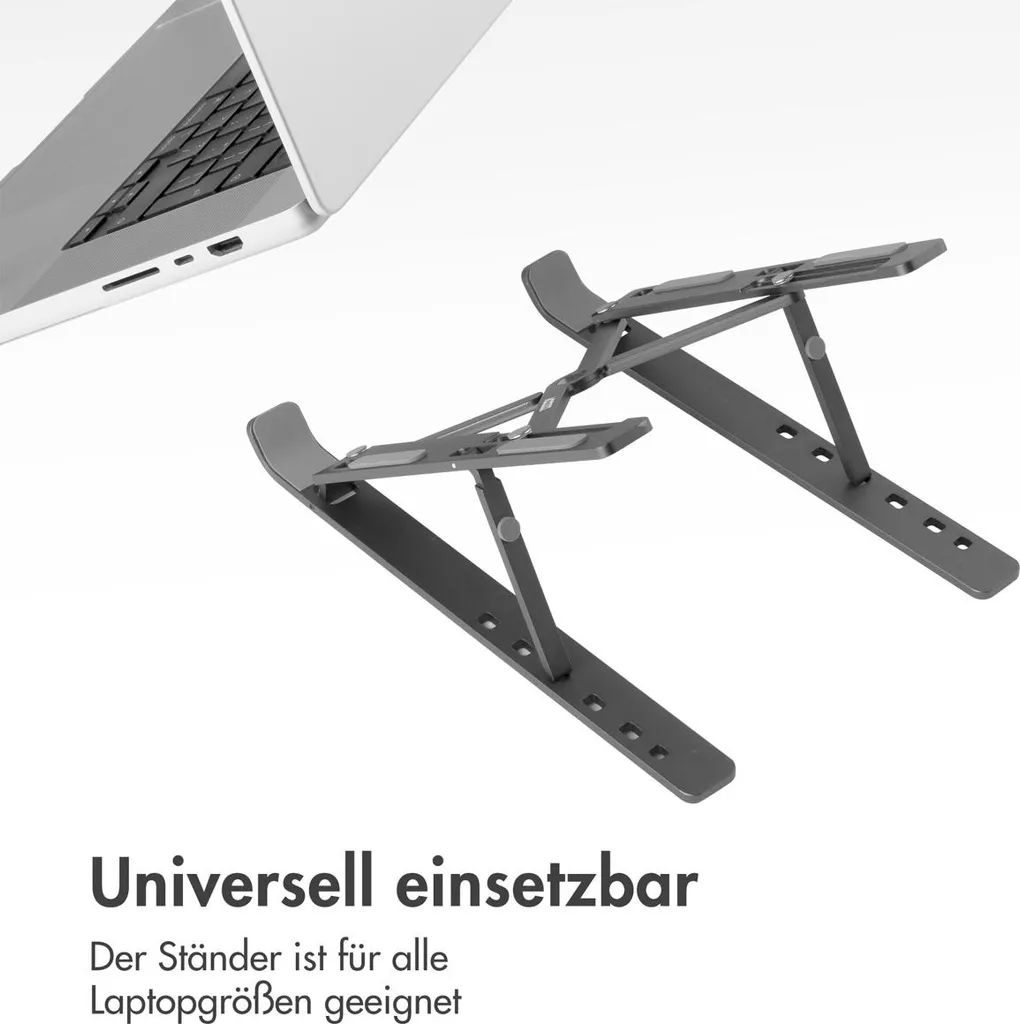 Supporto Laptop Accezz Alluminio Grigio: Stand Design Ergonomico Pieghevole - 3