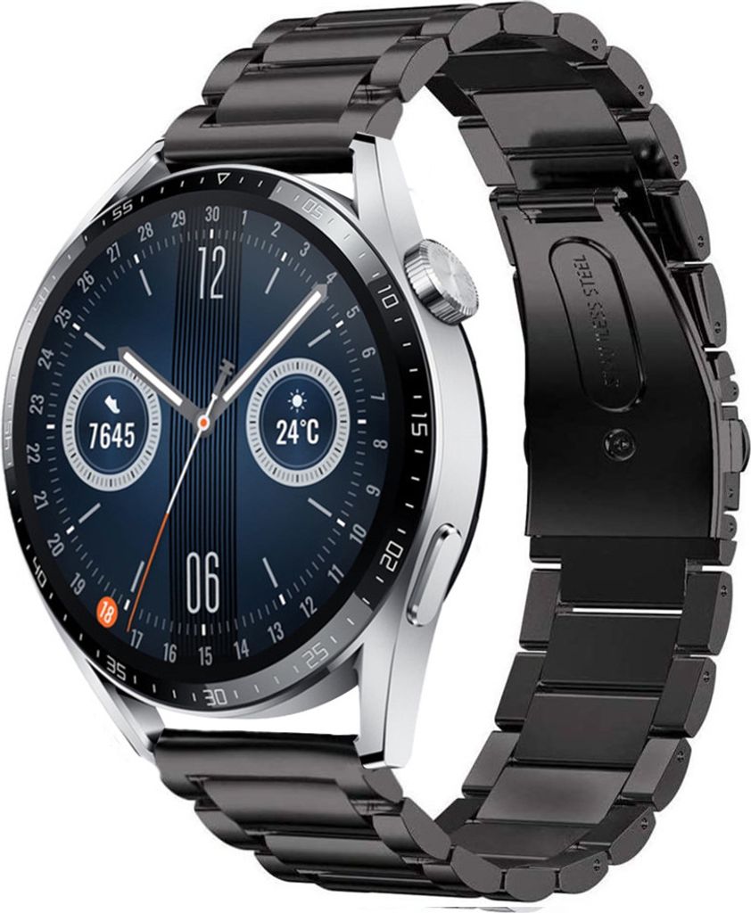 Strap-it Titanarmband - Kompatibel mit Huawei Watch GT 3Armband 46mmHochwertiger EdelstahlHuawei watch strap Armband mit faltschließe für 22mmArm...