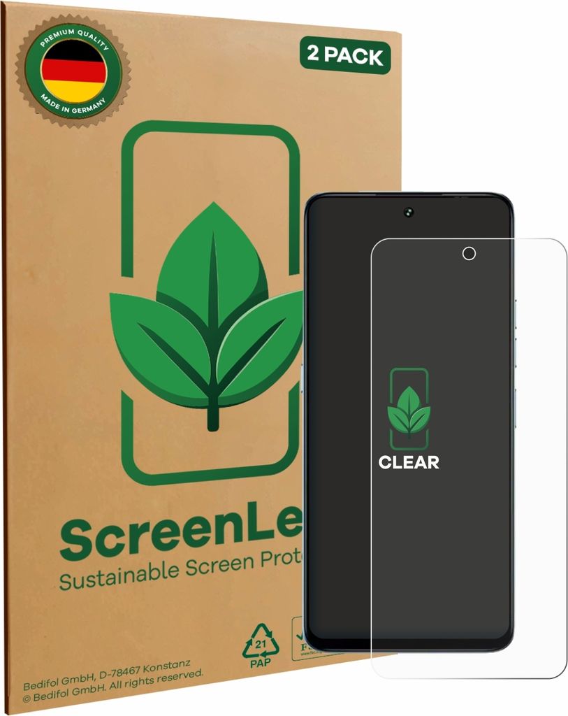 2x ScreenLeaf Schutzfolie für Umidigi Note 100 nachhaltiger Displayschutz Display Schutz Folie Klar Transparent