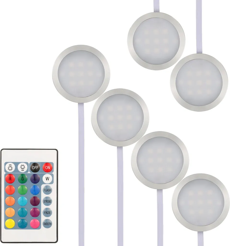 Éclairage LED de Placard avec Télécommande pour Meuble Sombre Kit de 6