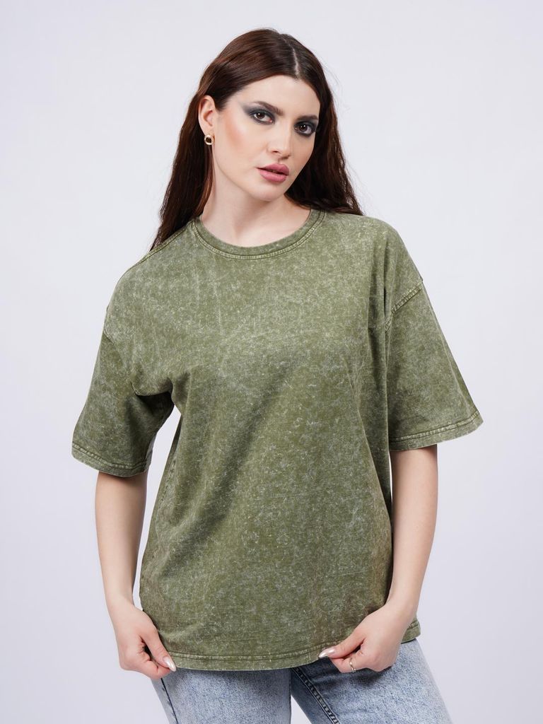 Oversize T-Shirt Uni - Grün M - Bequem - Streetwear - Hochwertige Baumwolle