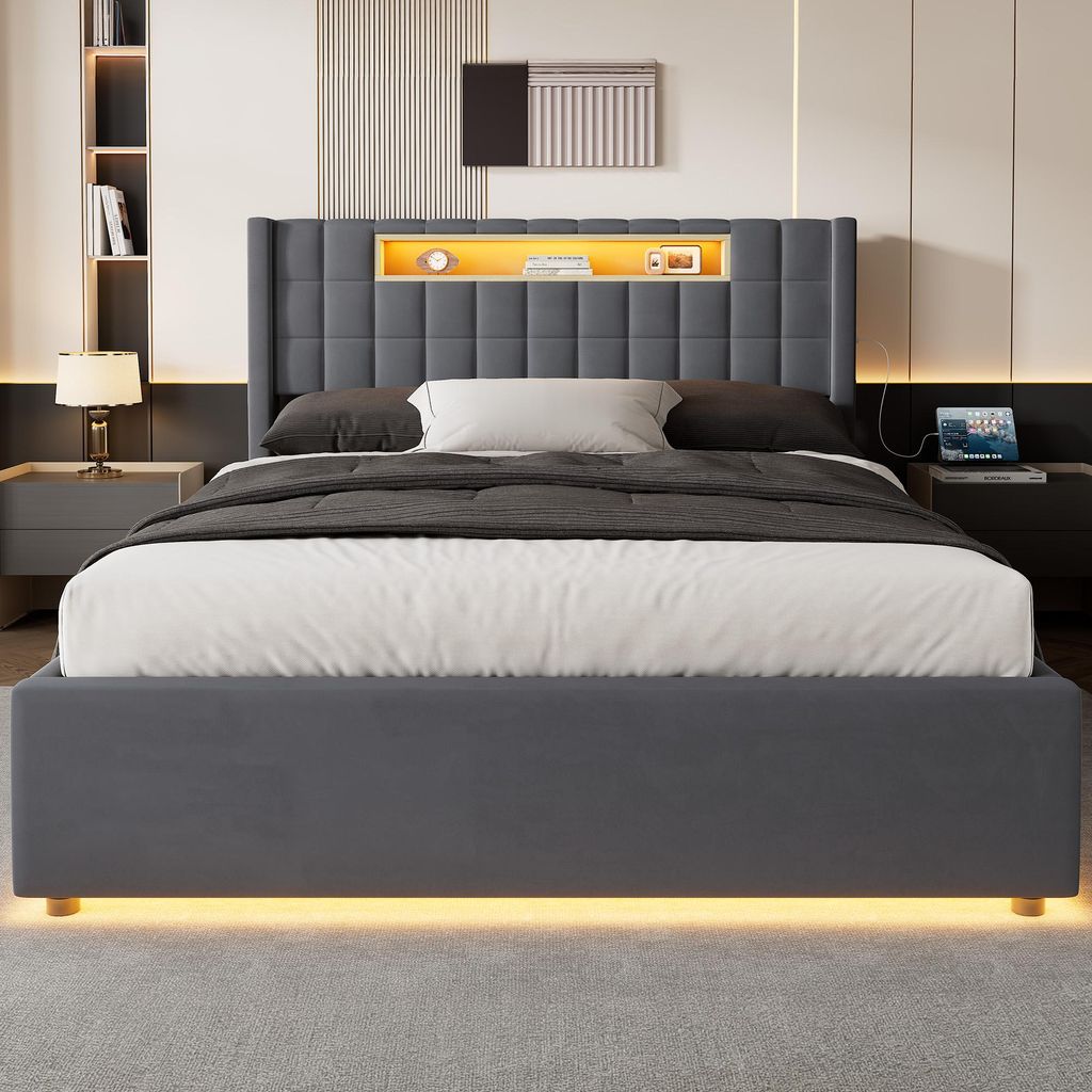 Lit rembourré okwish 140x200 avec fonction de rangement et Image du produit 