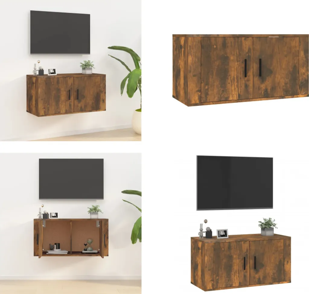 Console TV Industriale Rovere Fumé 80cm | Mobile Parete Alta Qualità