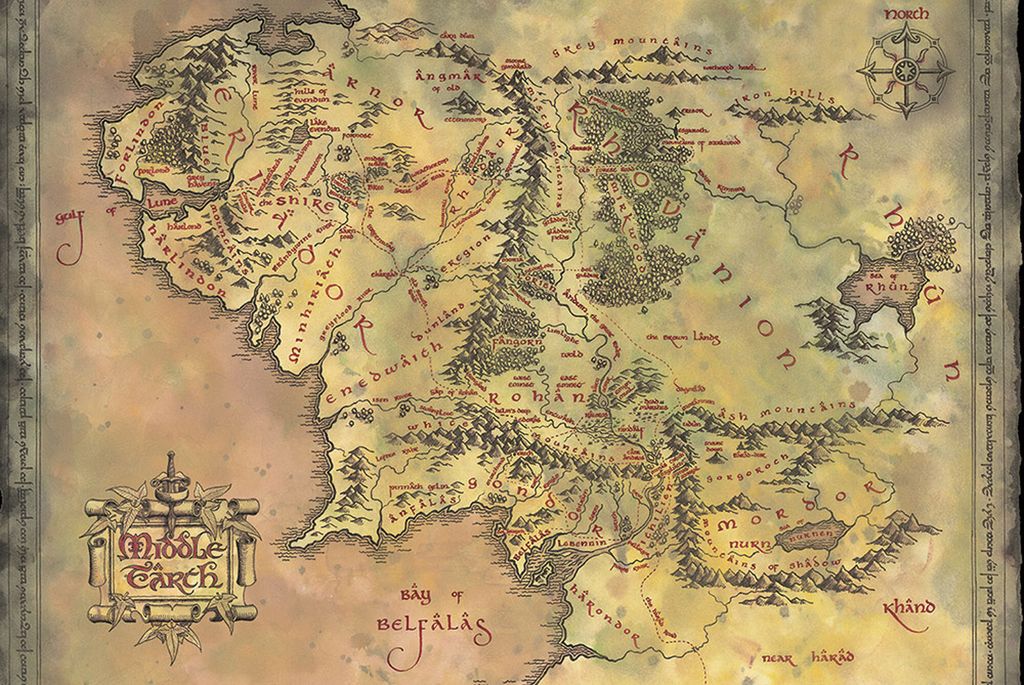 The Lord of the Rings - Middle Earth Map - Poster Druck - Produktbild 