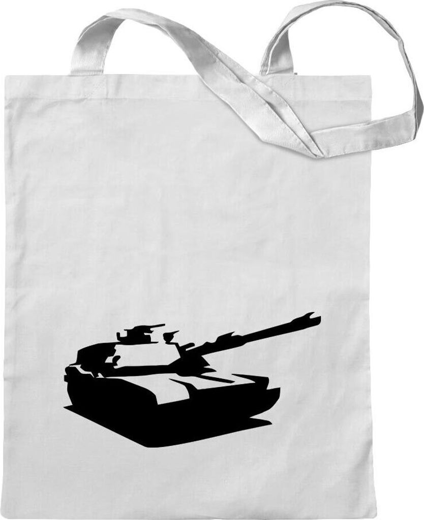 Kiwistar - Baumwolltasche - weiss - Panzer - Tragetasche Stoffbeutel Umhängetasche Langer Henkel