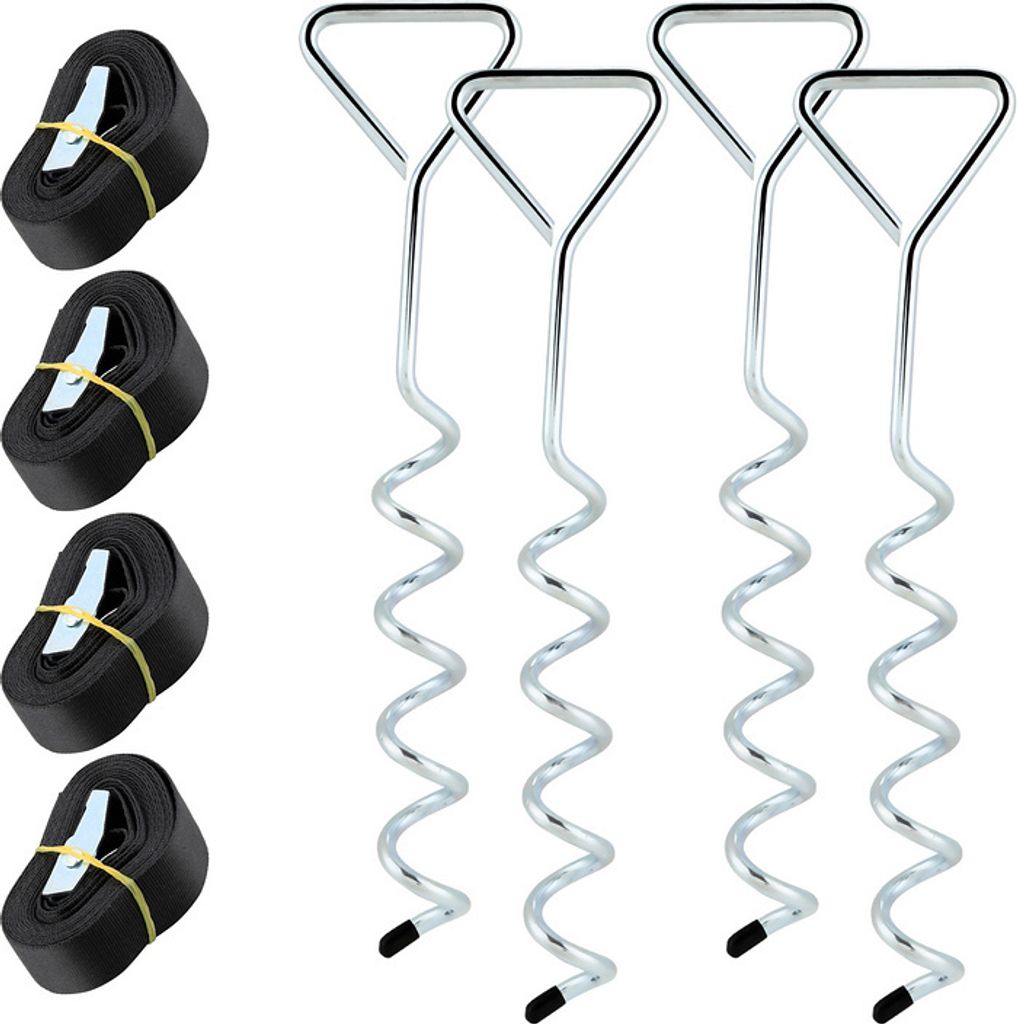 Jiubiaz Trampolin Bodenverankerung, Bodenverankerung Sicherungsset Erdanker Stahl Bodenanker-Set für Trampoline, Schaukeln, Gartenhaus, Spielturm,...