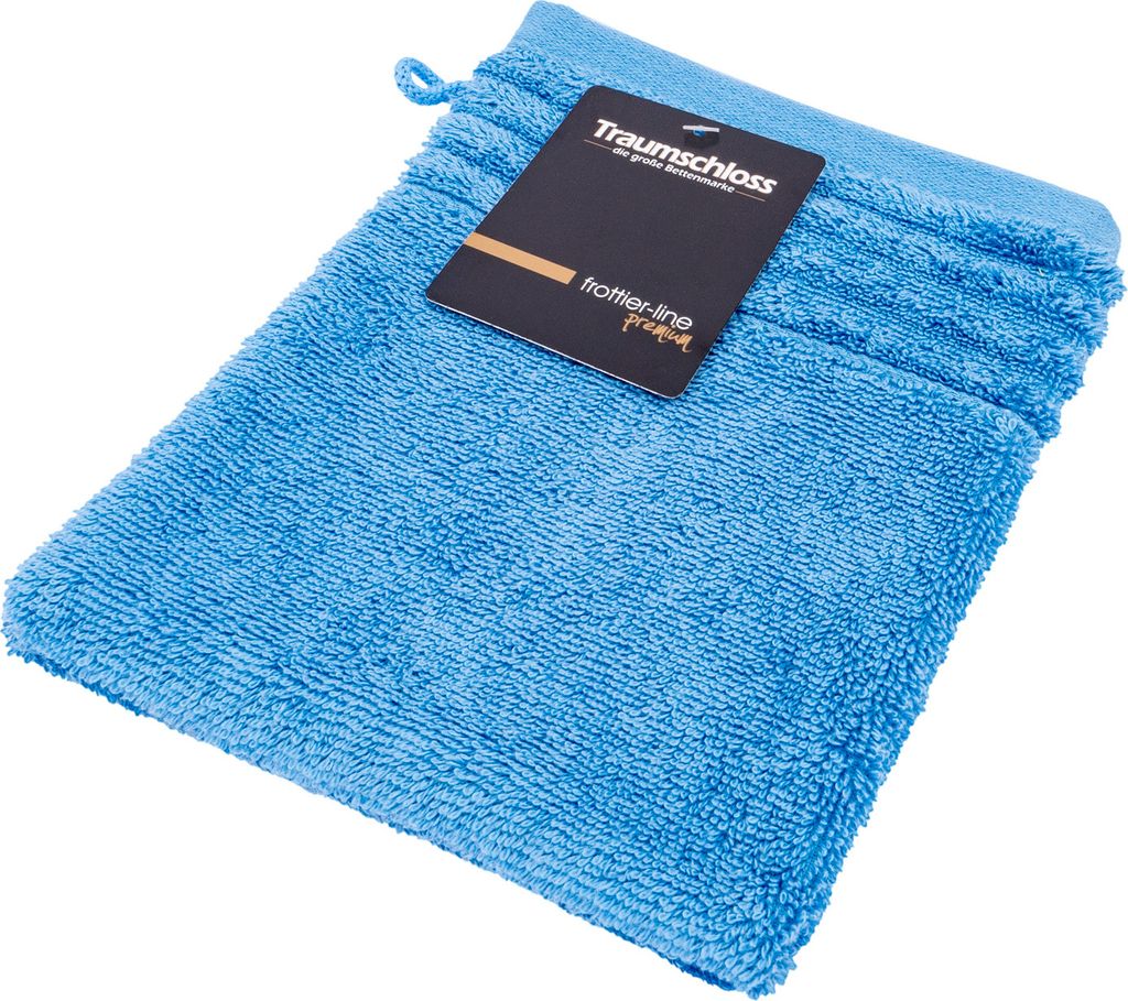 Traumschloss Frottier-Line Premium Waschhandschuh 16 x 21 cm nordic blau 100% ägäische Baumwolle mit 600g/m²