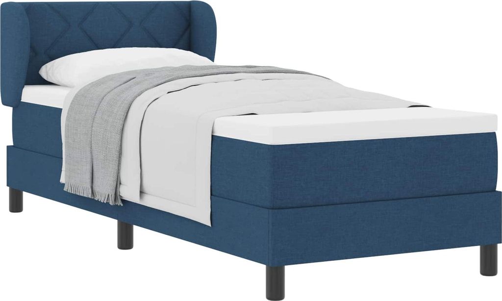 vidaXL Boxspringbett mit Matratze mit Kopfteil Blau 80 x 200 cm Stoff