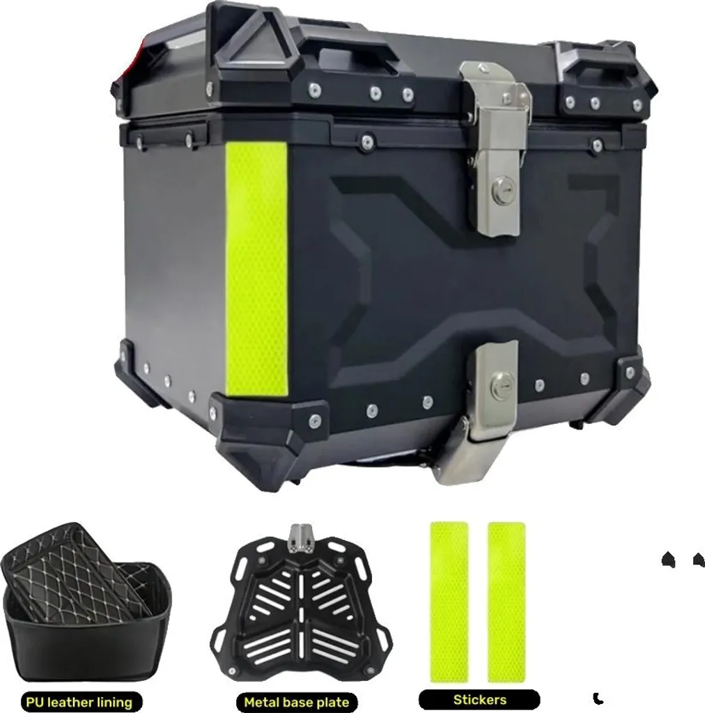Top Case Moto 45L Aluminium Noir Étanche et Antivol - Modèle X-45L