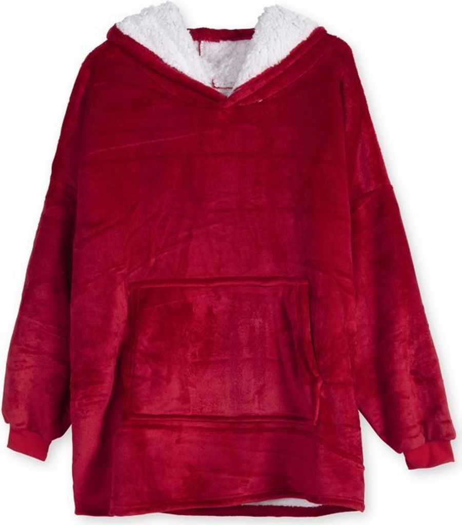 V&L comfortlifestyle - Fleecedecke mit Ärmeln - Fleece plaid - 280 g/m² - Rot - Kuschel-Hoodie