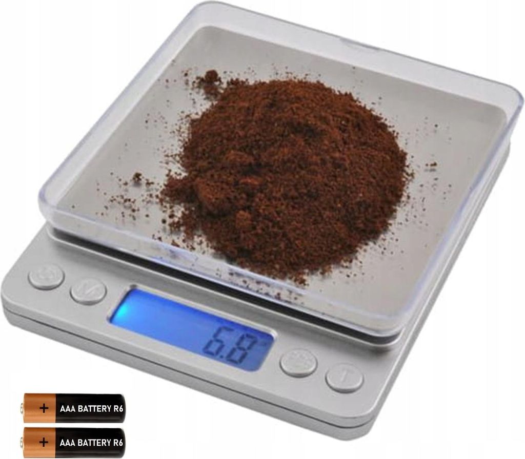 QIKtech Elektronische Präzisions-Küchenwaage mit Schüssel bis 2 kg, Gewürzschale, LCD + Batterien