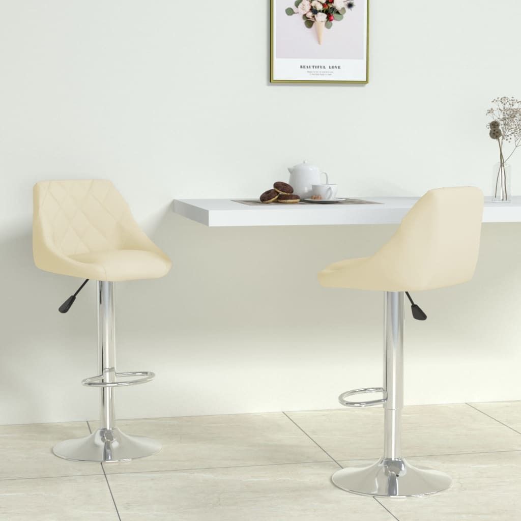 The Living Store Barhocker 2 Stk. Creme Kunstleder
