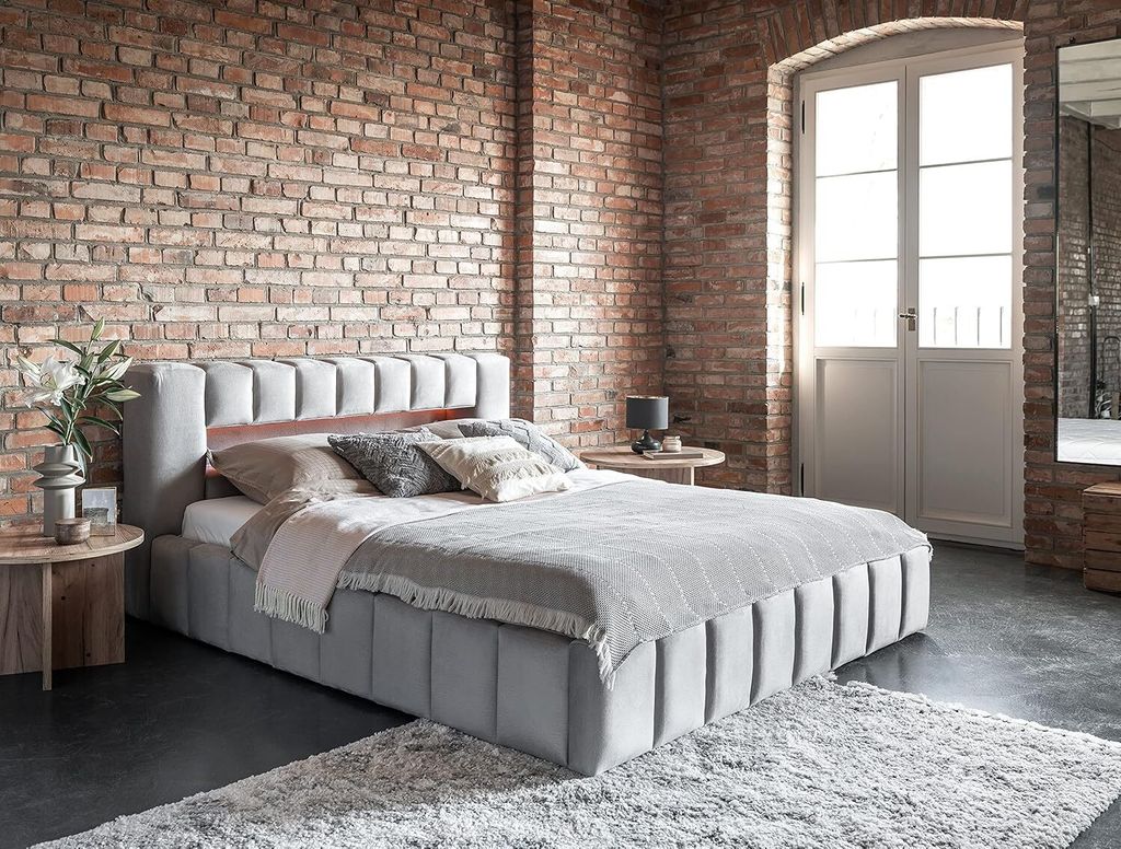 Luxus-Polsterbett inkl. LED Ambiente Designbett Lamica