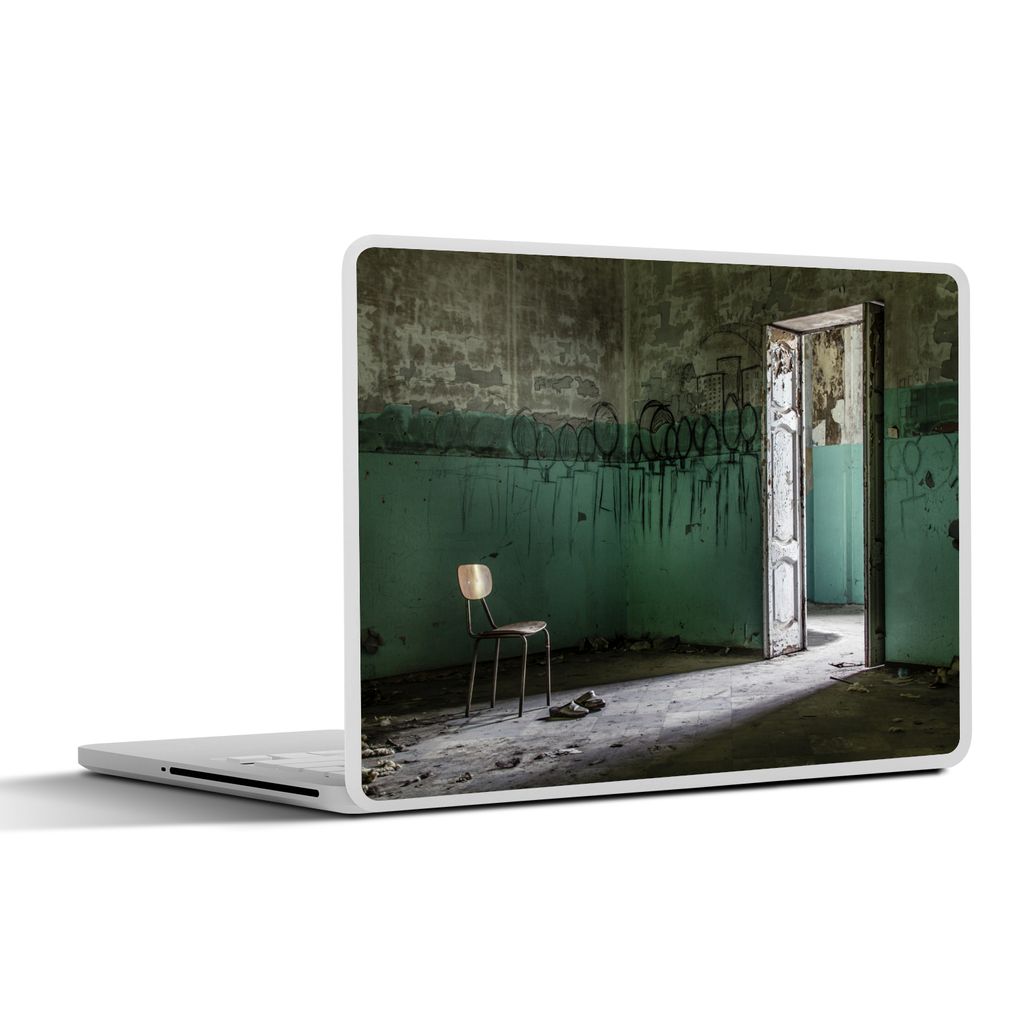 MuchoWow Laptop Aufkleber Sticker Cover Stuhl - Stein - Tür - Architektur 32.5x23.5 cm - Sticker für Laptop - Selbstklebend