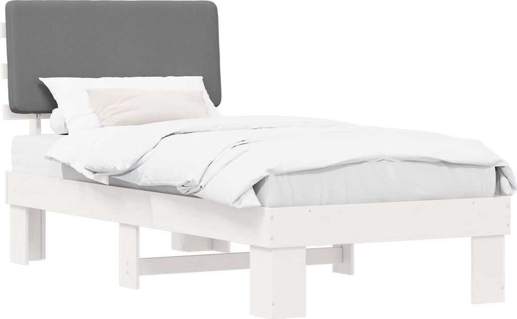 vidaXL Bettgestell mit gepolstertem Kopfteil Hellgrau 90 x 200 cm