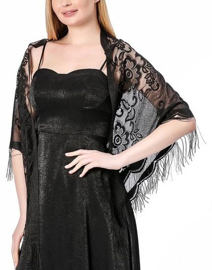 Kreisrunde Kanten Schal für Damen, ideal zum Tragen mit Abendkleidern, mit Bürsten, geeignet für Abendfeiern und Hochzeiten - gelb