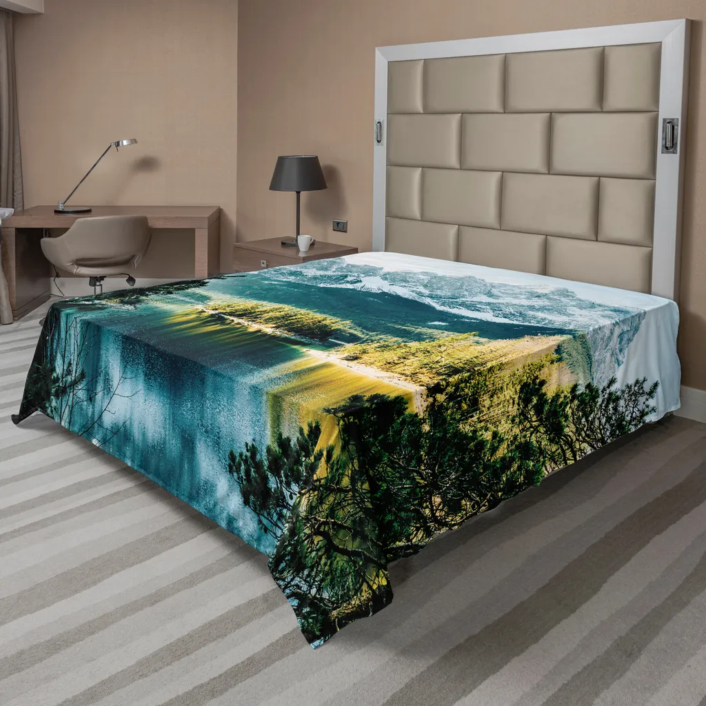 Drap de Dessus Décoratif pour Lit Double Design Nature Hiver 244x205