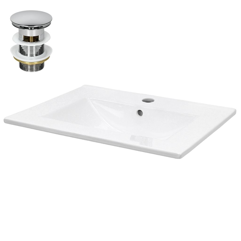 LuxeBath Waschbecken Aufsatzwaschbecken Eckig, 61x46,5x17,5 Produktbild 