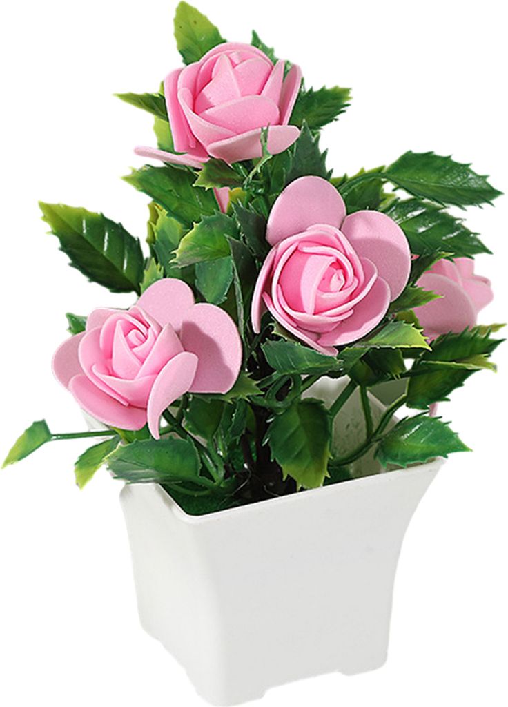 Gefälschte Topfpflanze, leuchtende Farbe, künstliche Rose, Bonsai, lichtbeständig, realistische simulierte Pflanze für die Heimdekoration
