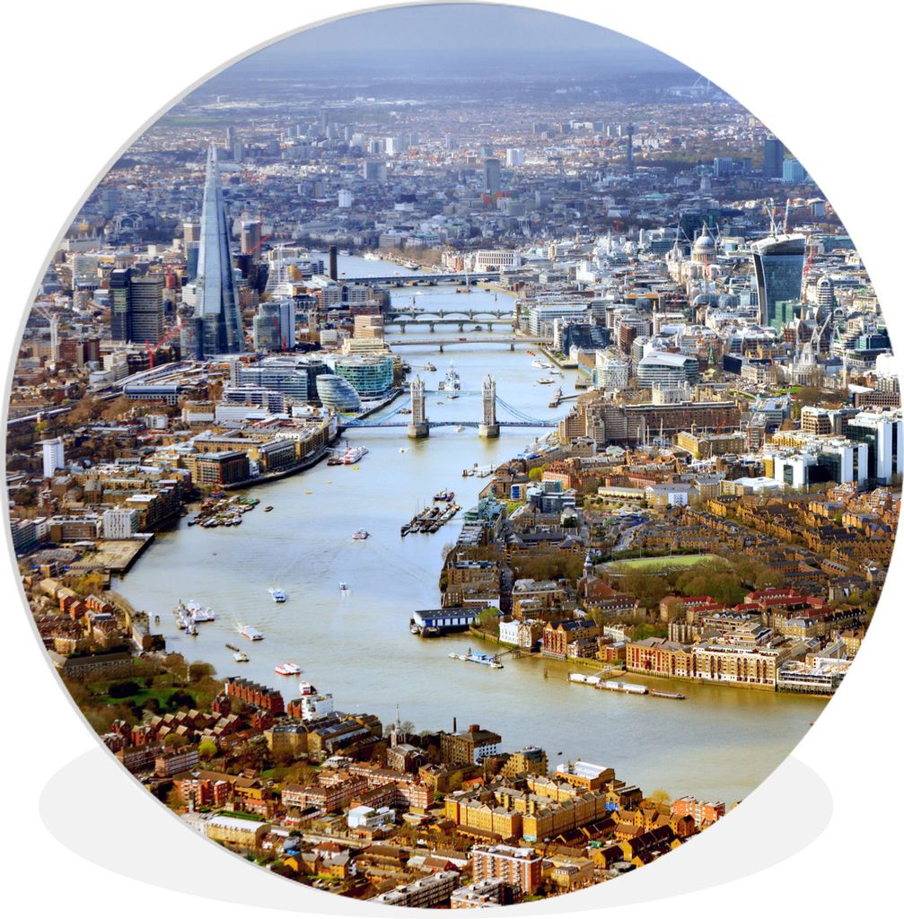 MuchoWow Rundes Wandbild - Runde Bilder London - England - Themse Ø 60 cm Kreis Wanddekoration Kunststoff - Wandkreis - Wandschmuck - Wand Kreis...