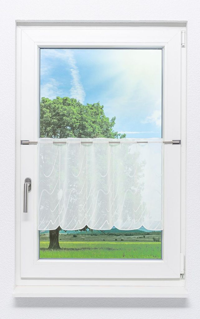 Scheibengardine Plauener Spitze - Wave (Bx H) 64cm * 40cm weiß