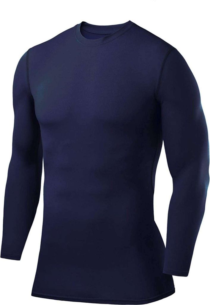 PowerLayer Herren Kompressions Shirt mit Rundhalsausschnitt - Dunkelblau, S