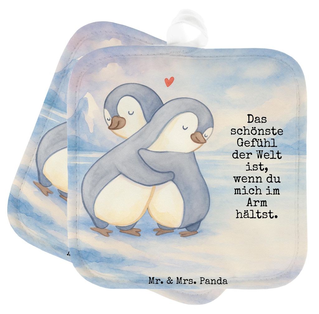Mr. & Mrs. Panda Topflappen Pinguine Kuscheln Design - Weiß - Geschenk, für Frauen, Hochzeitstag, Freund, Ofenlappen, Jahrestag, Freundin, topfha...
