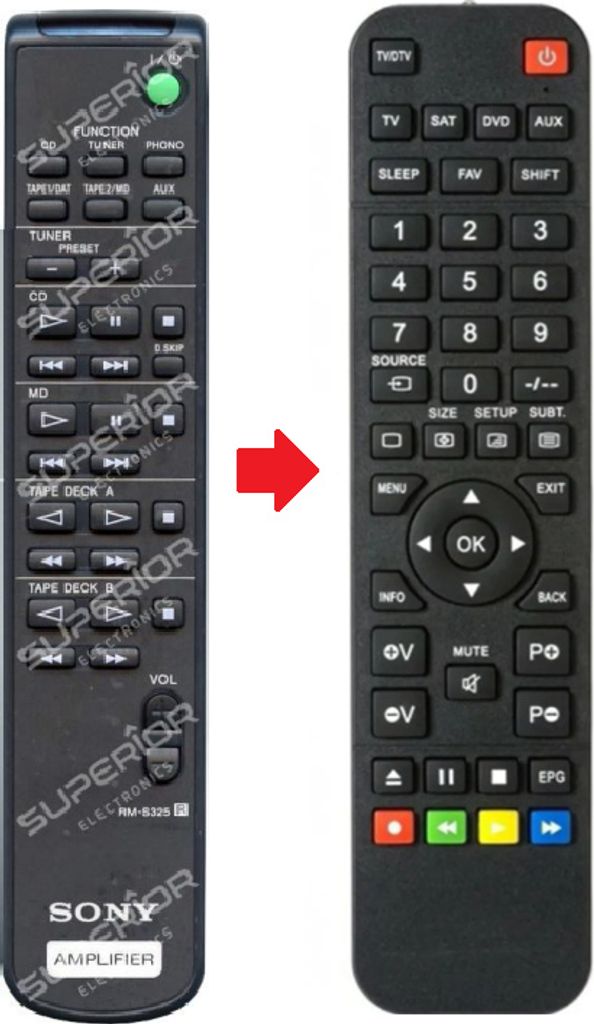 Ersatz Fernbedienung für Sony TA-F444ES | TA-FA30 | TA-FA30ES