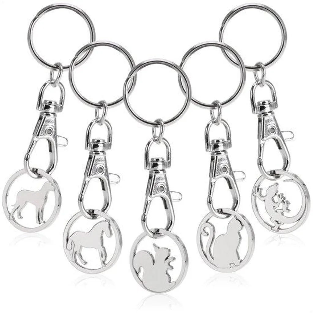 Lot de 5 Porte-clés Jeton de Caddie avec Mousqueton en Acier Inoxydable