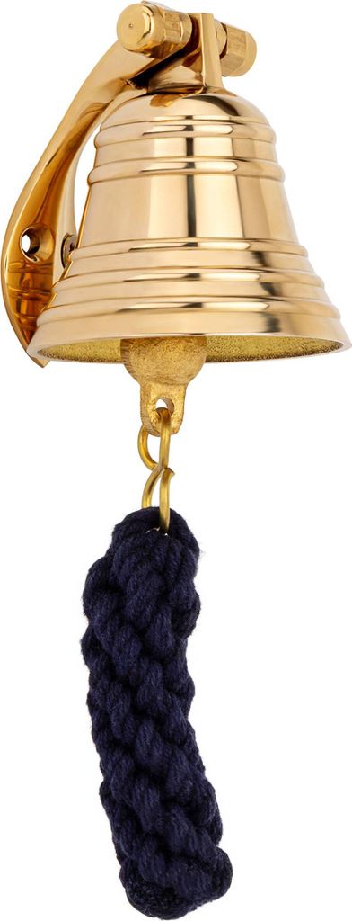 Schiffsglocke Messing gold mit Wandhalter & Bändsel Ø: 5cm schwere Ausführung