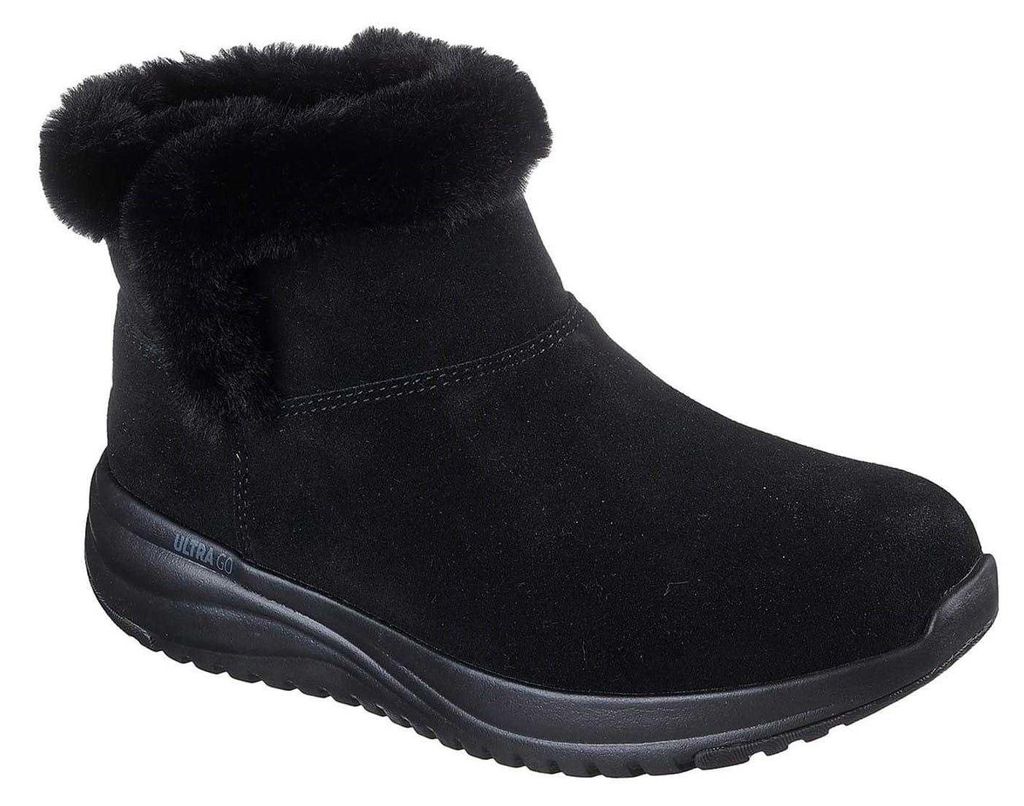 Skechers - "On The GO Stellar" Stiefeletten für Damen, Wildleder, Kunstfell gefüttert GT17221 (37 EU) (Schwarz)