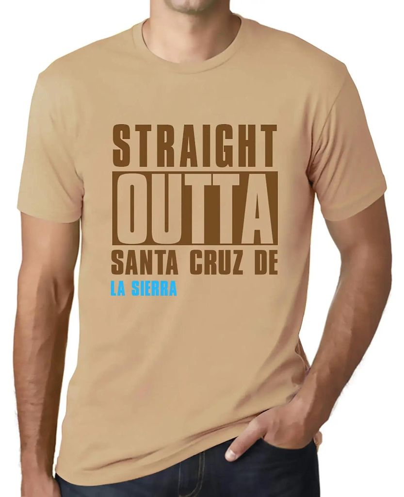 Herren Grafik T-Shirt Straight Outta Santa Cruz De La Sierra Öko-Verantwortlich Vintage Jahrgang Kurzarm Lustige Druck Geburtstag Geschenk Mann