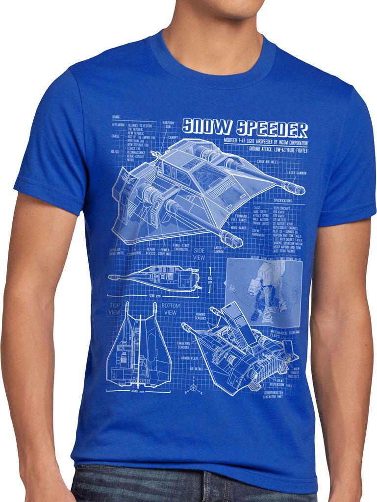 style3 Snow Speeder T-47 Herren T-Shirt blaupause hoth air