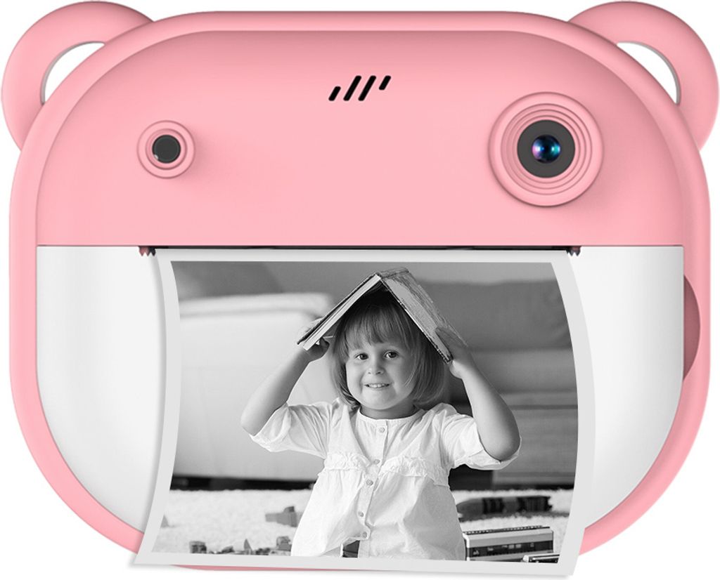 Sofortbildkamera fuer Kinder, Kinderkamera, 1080P-Digitalkamera mit Doppelobjektiv, 2-Zoll-Bildschirm, eingebauter Akku, Bilderrahmen, Thermodruckp...