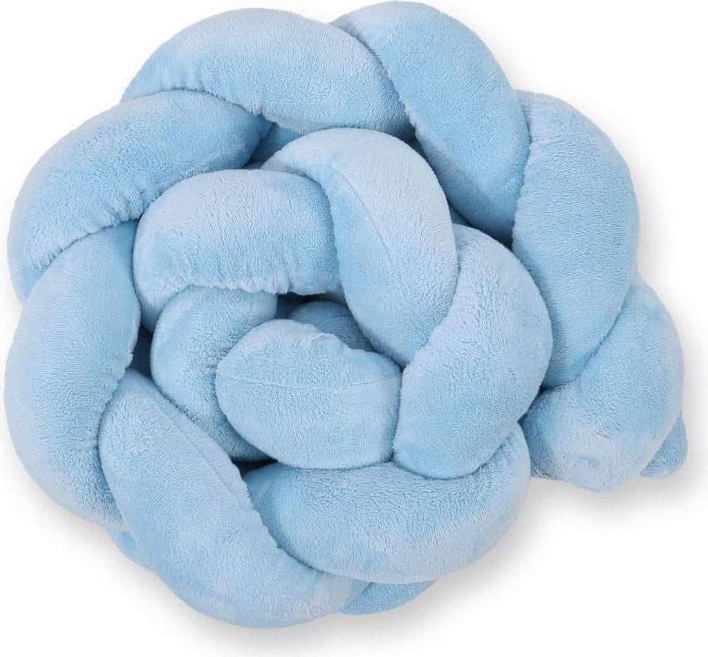 Signalhorn mit geflochtenem Knoten – Babybettfänger – weicher Minky, bequem und sicher, 180 cm, blau
