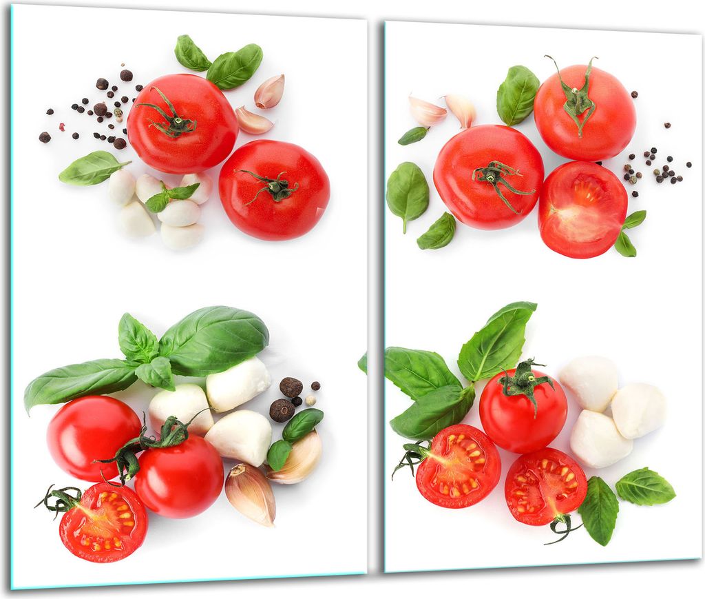 Herdabdeckplatten 2 teilig 30x52 Glaskeramikfeld Abdeckung Glas Tomaten