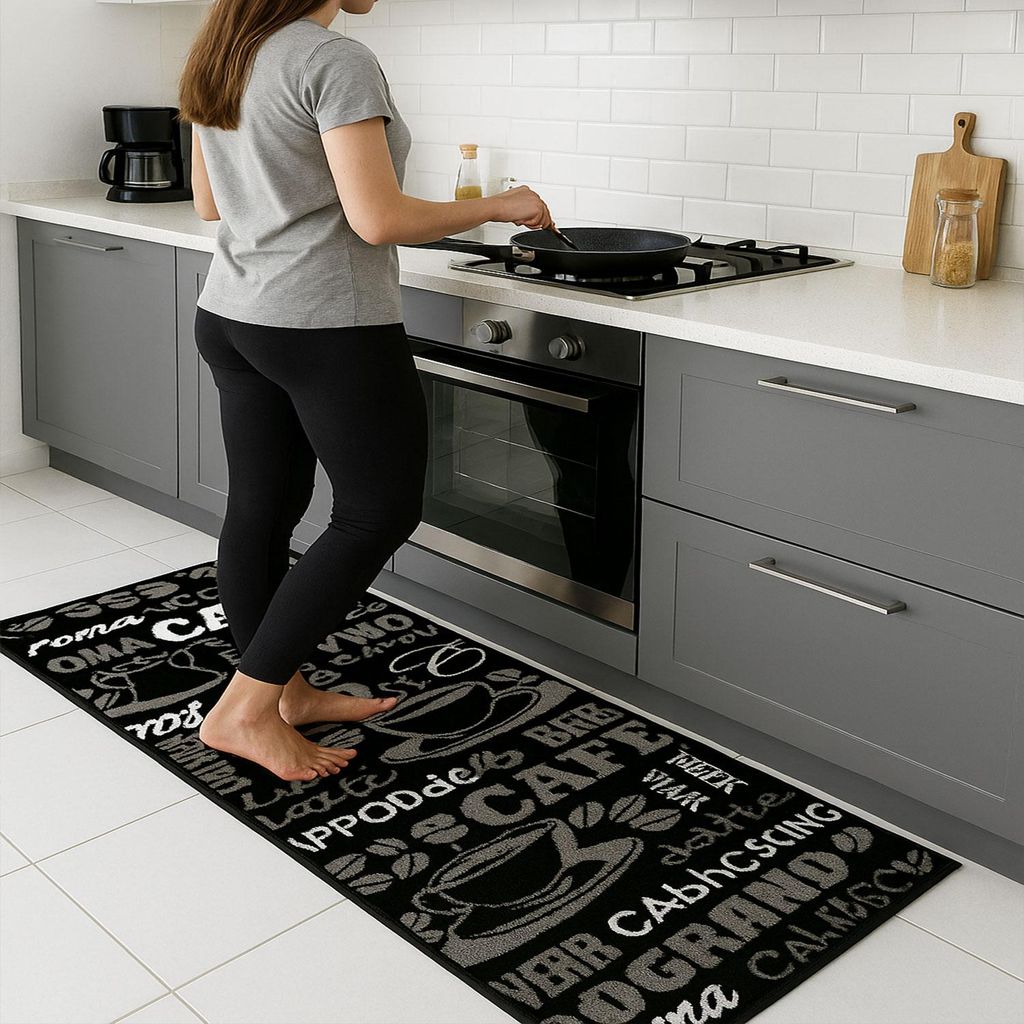 Tapis de cuisine Coffee Design Modern Café Motif en noir Image du produit 