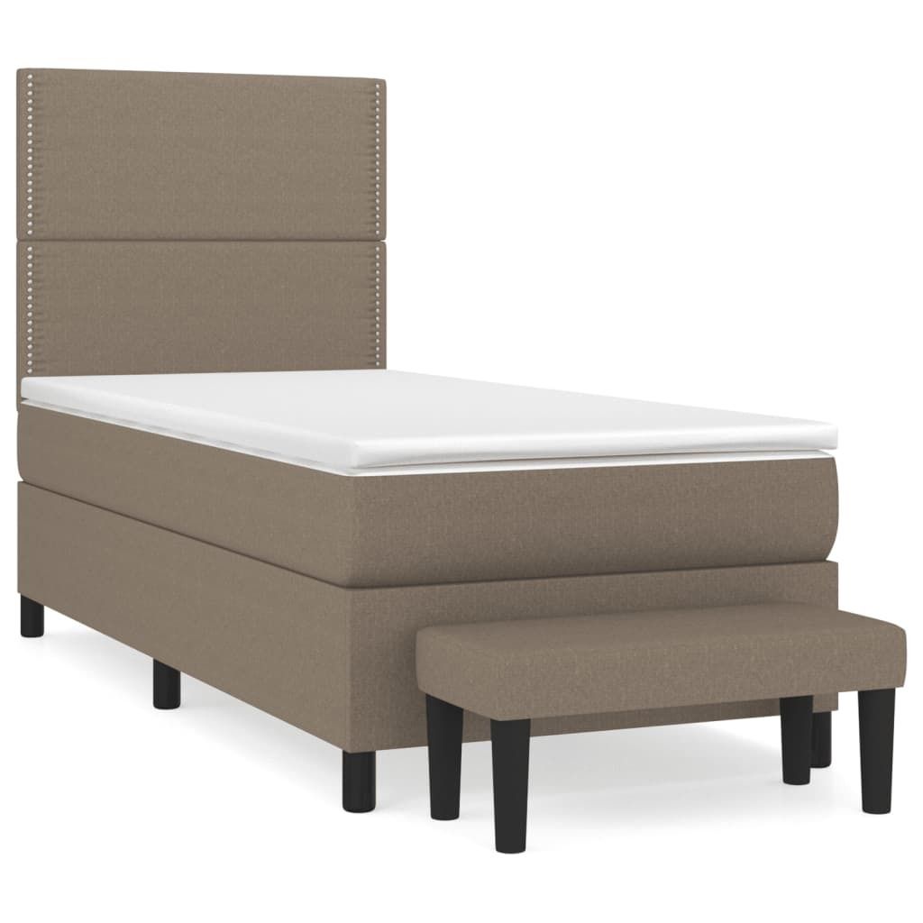 "2026 MODERNE"Boxspringbett - Einzelbett/Jugendbett mit Lattenrost - mit Matratze Taupe 90x190cm Stoff - Klassische Betten NeuMöbel297104