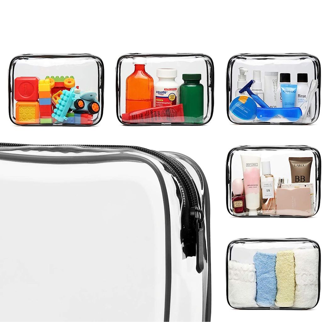 3-teiliges Kosmetiktaschen Set Transparent - Wasserdicht PVC Kulturbeutel