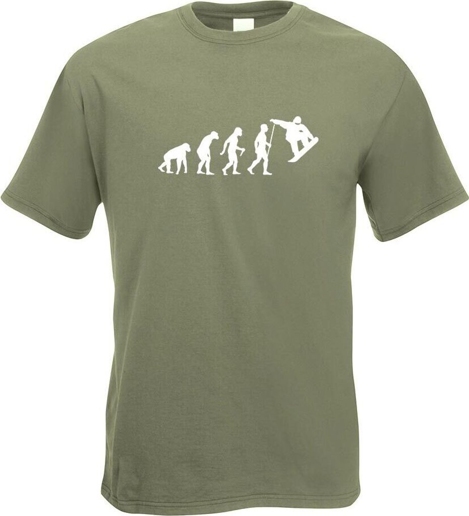 Kiwistar - T-Shirt - Olive - Snowboarding Evolution Motiv Bedruckt Funshirt Design Print - mit Motiv Bedruckt - Funshirt Design - Sport - Freizeit ...